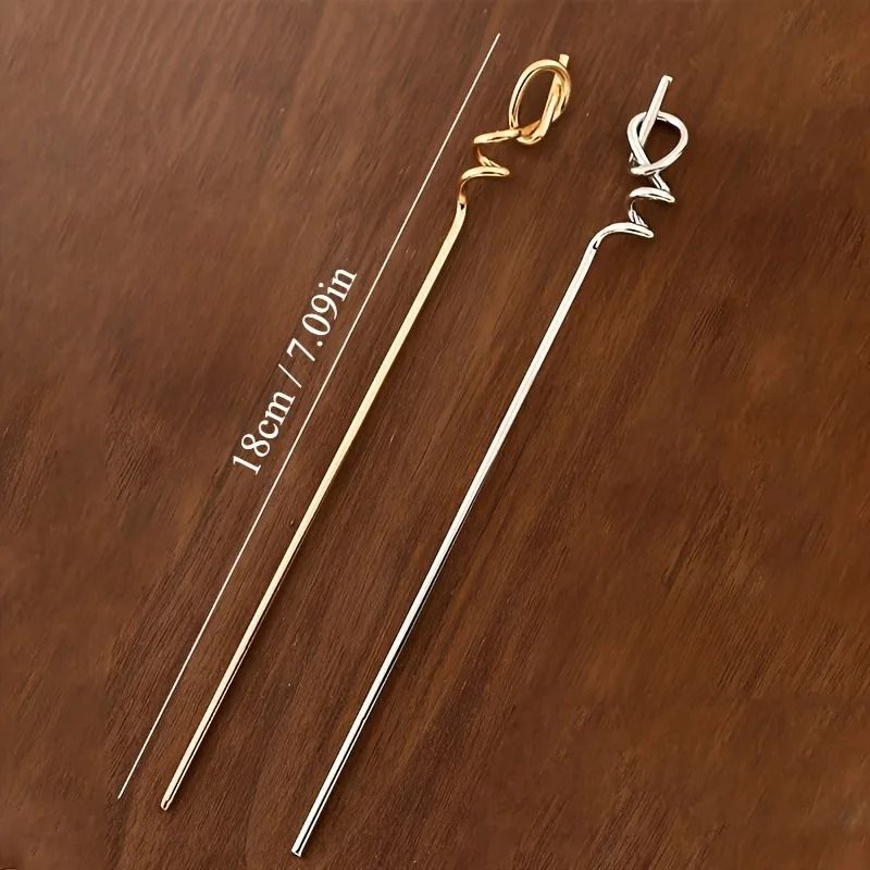 Golden Hip Hop Twist Hairpin  Simple Alloy Stick Pin For Effortless Cool Style 1pc Or 2pcs 5