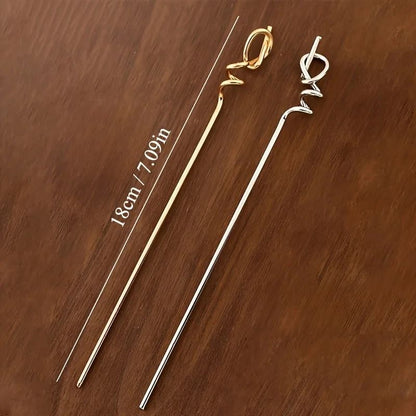 Golden Hip Hop Twist Hairpin  Simple Alloy Stick Pin For Effortless Cool Style 1pc Or 2pcs 5