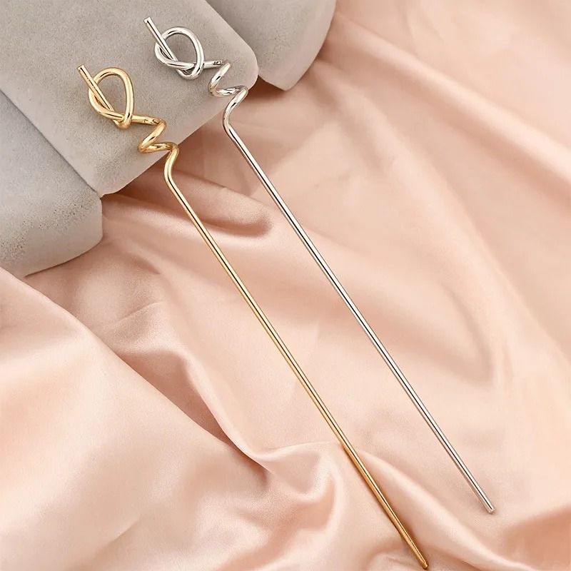 Golden Hip Hop Twist Hairpin  Simple Alloy Stick Pin For Effortless Cool Style 1pc Or 2pcs 6