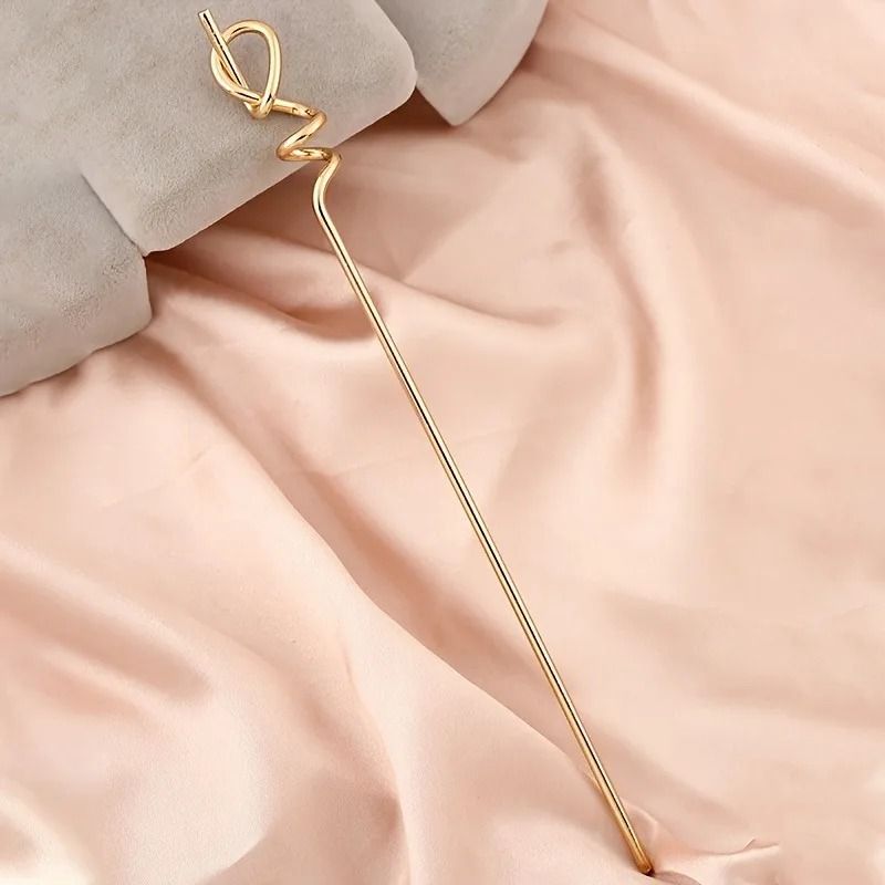 Golden Hip Hop Twist Hairpin  Simple Alloy Stick Pin For Effortless Cool Style 1pc Or 2pcs 7