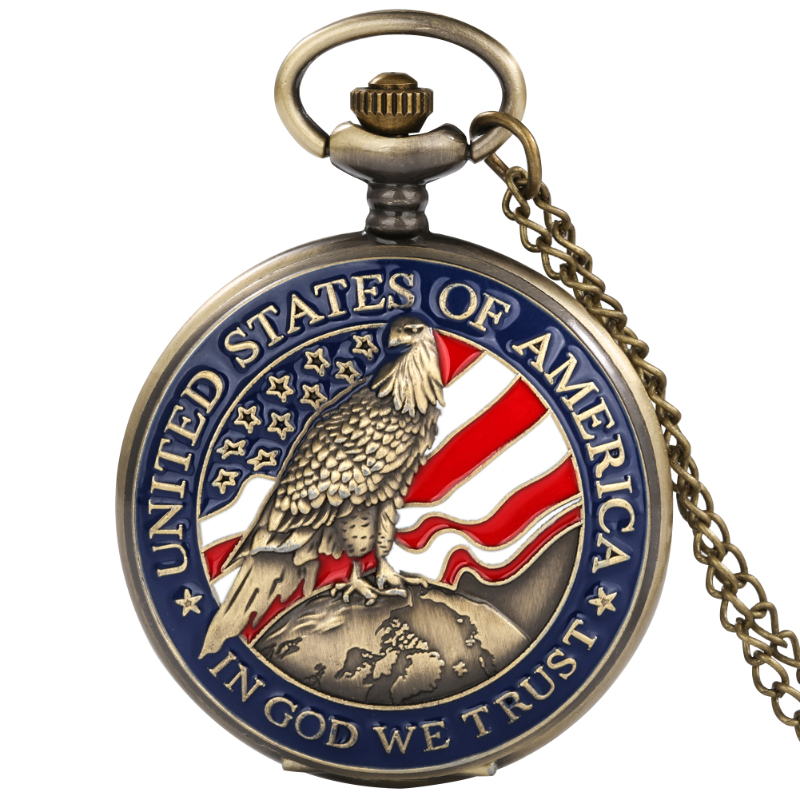 Classic American Eagle Free Design Pocket Watch For Men And Women Vintage Quartz Arabic Numerals 4
