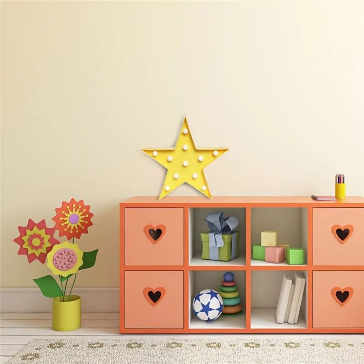 Red LED Pentagram Neon Light - Battery-Powered Star Wall Accent for Events & Girls Bedrooms