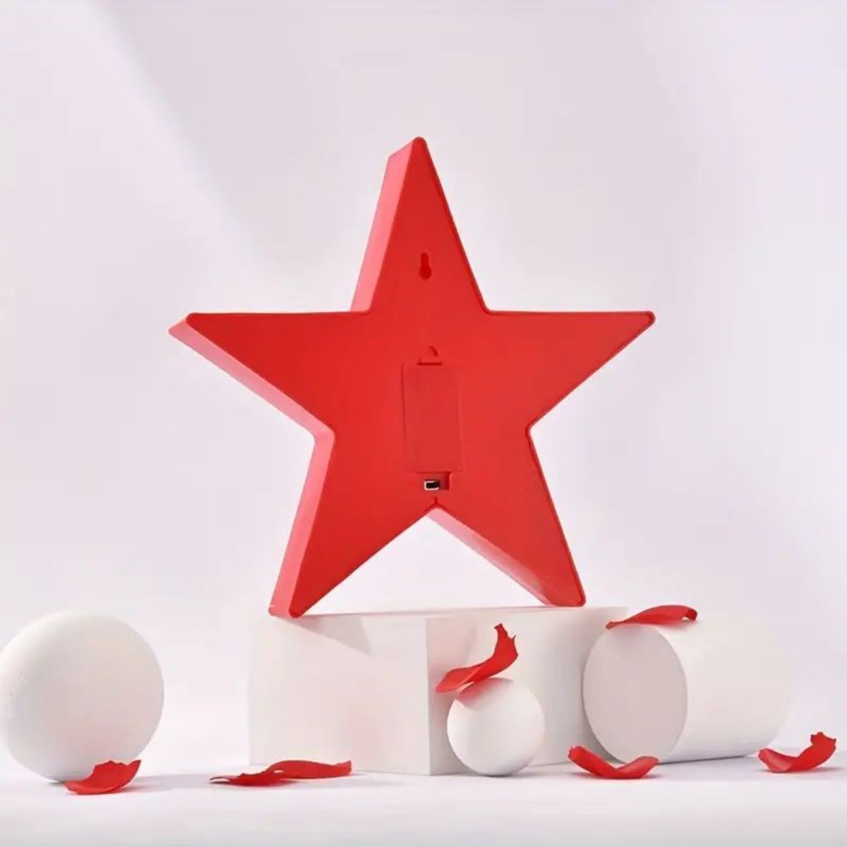 Red LED Pentagram Neon Light - Battery-Powered Star Wall Accent for Events & Girls Bedrooms