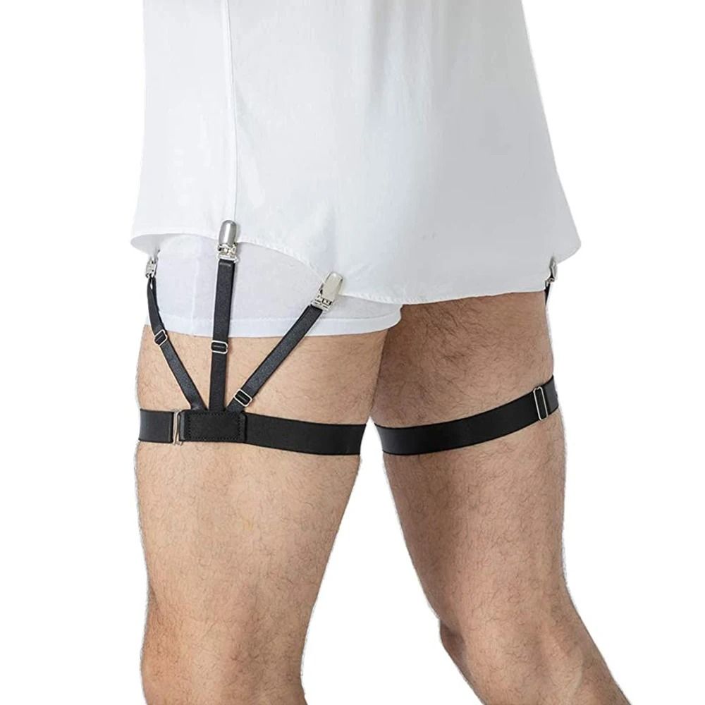 Mens Adjustable Shirt Stays – Elastic Non-Slip Garters to Keep Shirts Neat and Tucked All Day