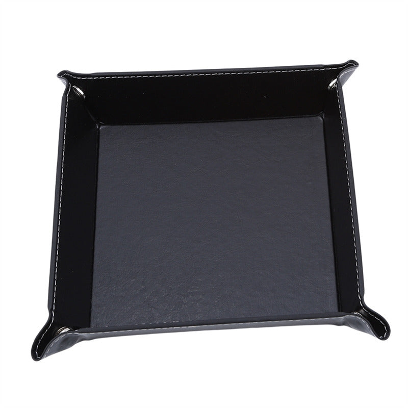 Hexagon Dice Game Storage Tray, Rolling Folding PU Leather Velvet Dice Mat