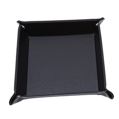 Hexagon Dice Game Storage Tray, Rolling Folding PU Leather Velvet Dice Mat
