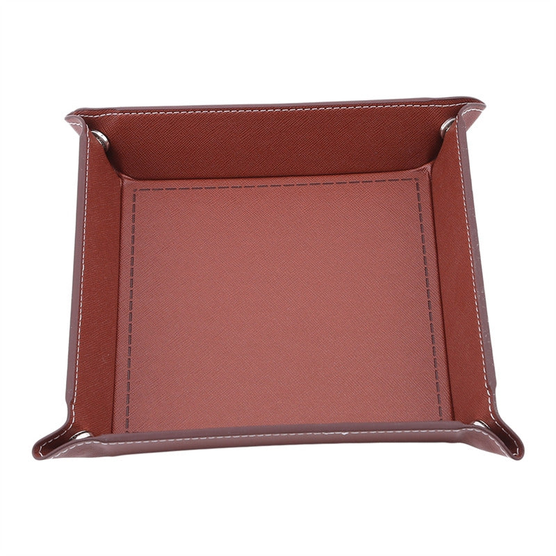 Hexagon Dice Game Storage Tray, Rolling Folding PU Leather Velvet Dice Mat