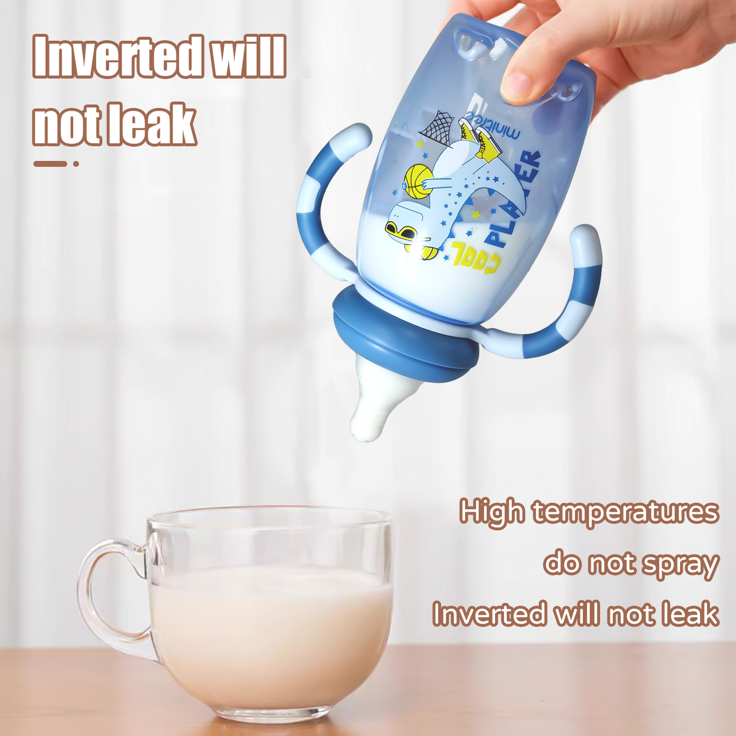 Newborn Baby Cartoon Feeding Bottle Leak Proof Drop Proof Safe Food Grade PP Material 2