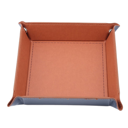 Hexagon Dice Game Storage Tray, Rolling Folding PU Leather Velvet Dice Mat