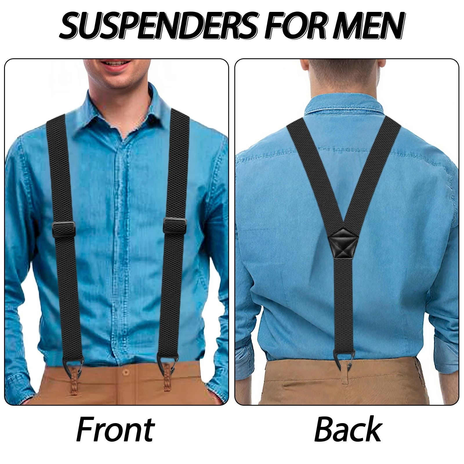 Hidden Suspenders For Men  Heavy Duty UnderClothing Y Back Suspenders With Snap Loops 3