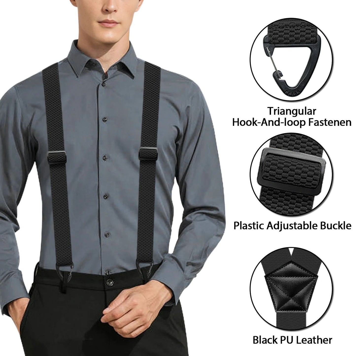 Hidden Suspenders For Men  Heavy Duty UnderClothing Y Back Suspenders With Snap Loops 5