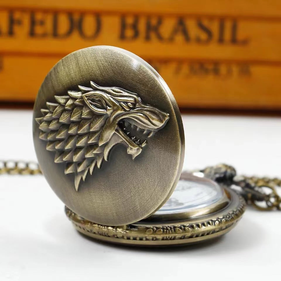 Creative Wolf Head Carved FOB Watch For Men Personalised Quartz Pocket Watch With Arabic Numerals 2