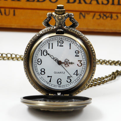 Creative Wolf Head Carved FOB Watch For Men Personalised Quartz Pocket Watch With Arabic Numerals 3