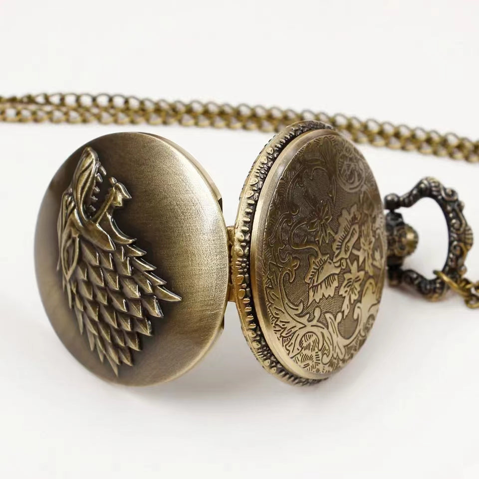 Creative Wolf Head Carved FOB Watch For Men Personalised Quartz Pocket Watch With Arabic Numerals 4