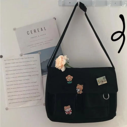 Harajuku Retro Girl Canvas Messenger Bag – Cute Japanese Shoulder Bag for Students