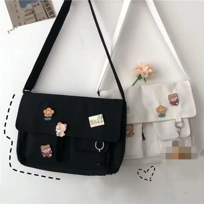 Harajuku Retro Girl Canvas Messenger Bag  Cute Japanese Shoulder Bag For Students 2