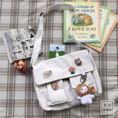 Harajuku Retro Girl Canvas Messenger Bag  Cute Japanese Shoulder Bag For Students 6