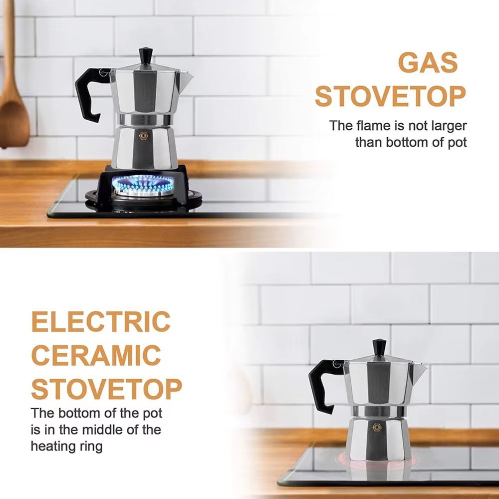 Aluminum Italian Moka Coffee Pot  Octagonal Moka Pot Kettle For Home Office  Camping 06L  20 Fl Oz 1