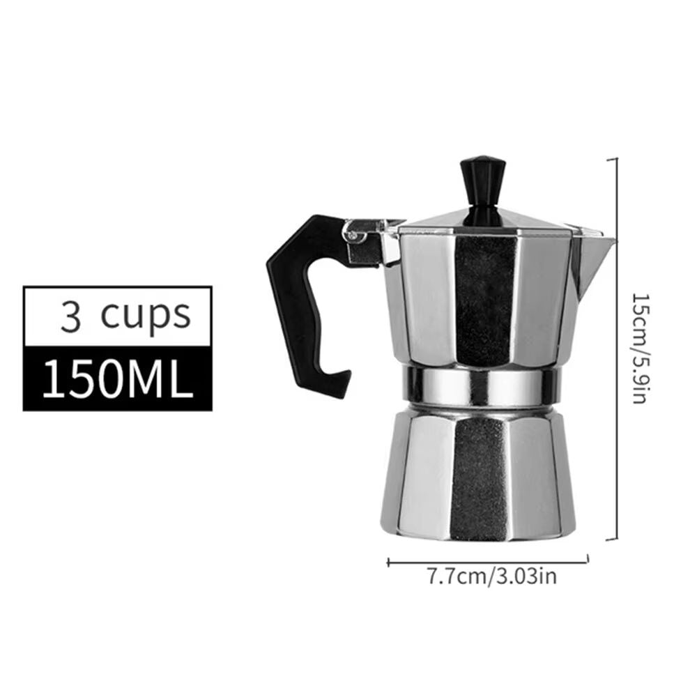 Aluminum Italian Moka Coffee Pot  Octagonal Moka Pot Kettle For Home Office  Camping 06L  20 Fl Oz 8