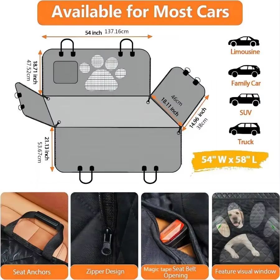 Dog Car Seat Cover For Back Seat  100 Waterproof Dog Car Hammock With Mesh Window And Side Protecti 1