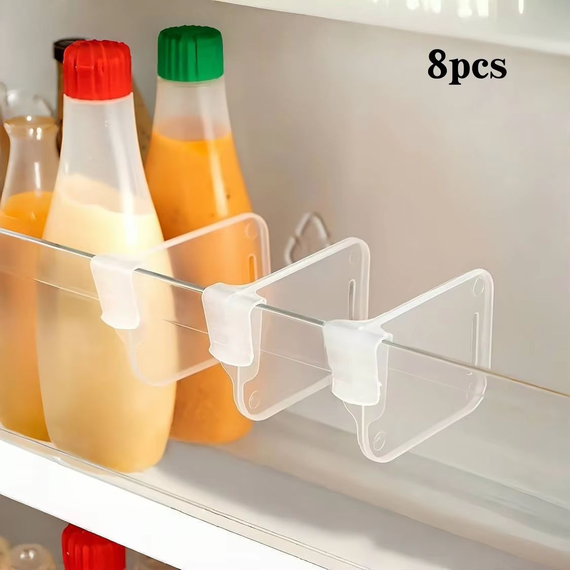 Refrigerator Door Organizer Dividers – 8-Pack Clip-On Fridge Side Door Partition Clips