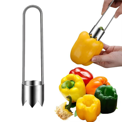Stainless Steel Fruit & Vegetable Corer – Red Pepper Seed Remover and Core Tool for Apple, Pear, Tomato & Pepper