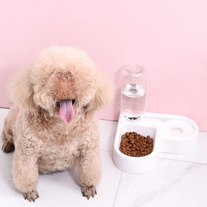 Double Pet Bowl with Automatic Water Dispenser and Anti Tip Design