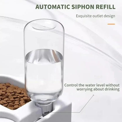 Double Pet Bowl With Automatic Water Dispenser And Anti Tip Design 4