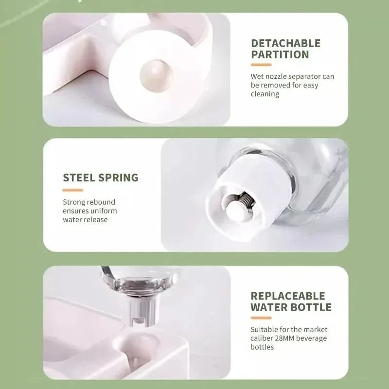 Double Pet Bowl With Automatic Water Dispenser And Anti Tip Design 5