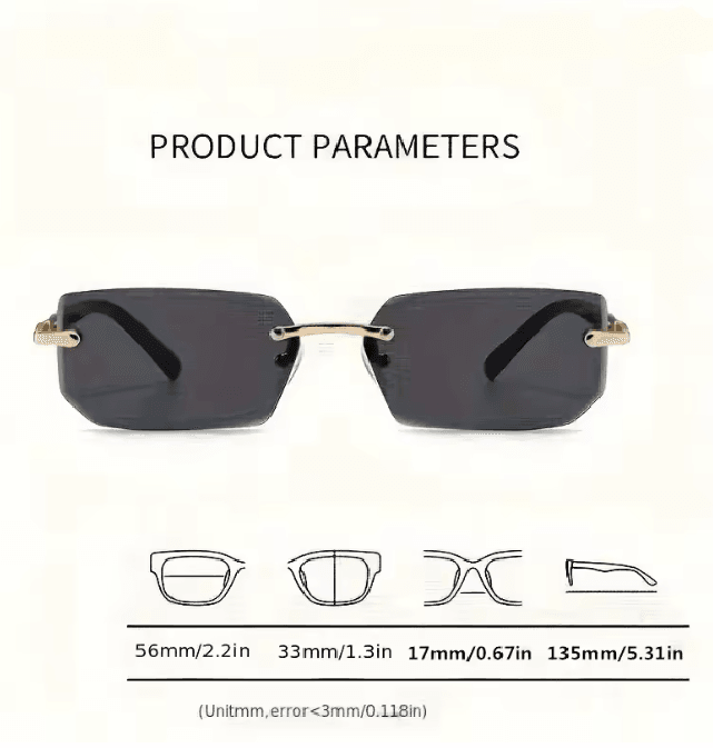 ClearEdge Rimless Rectangle Sunglasses 3