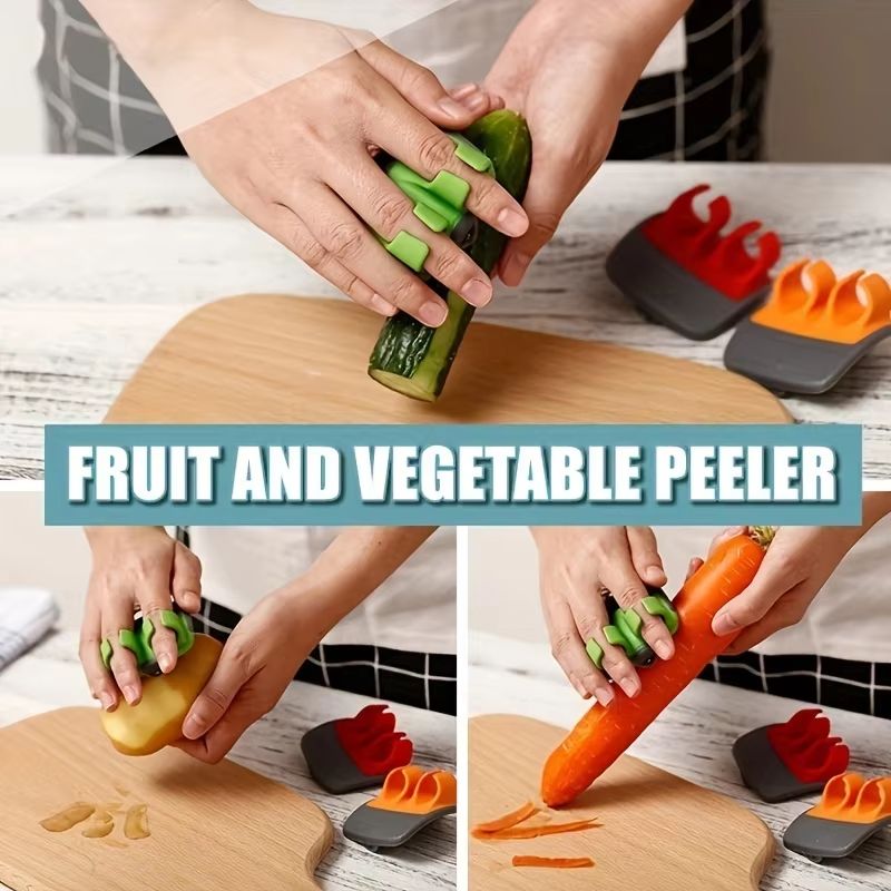 Comfort Grip Palm Peeler  Stainless Steel Handheld Vegetable Peeler With Rubber Finger Ring 1