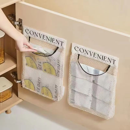 LargeCapacity Garbage Bag Holder  WallMounted Hanging Mesh Bag  Fruit Organizer For Kitchen Storage
