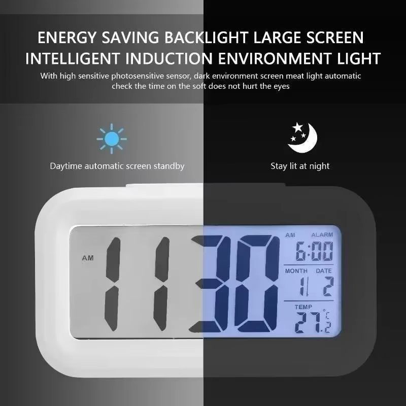 LED Digital Alarm Clock For Desk  Bedroom  MultiFunction Electronic Desktop Time  Date Display 1