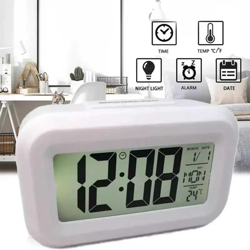 LED Digital Alarm Clock For Desk  Bedroom  MultiFunction Electronic Desktop Time  Date Display 5