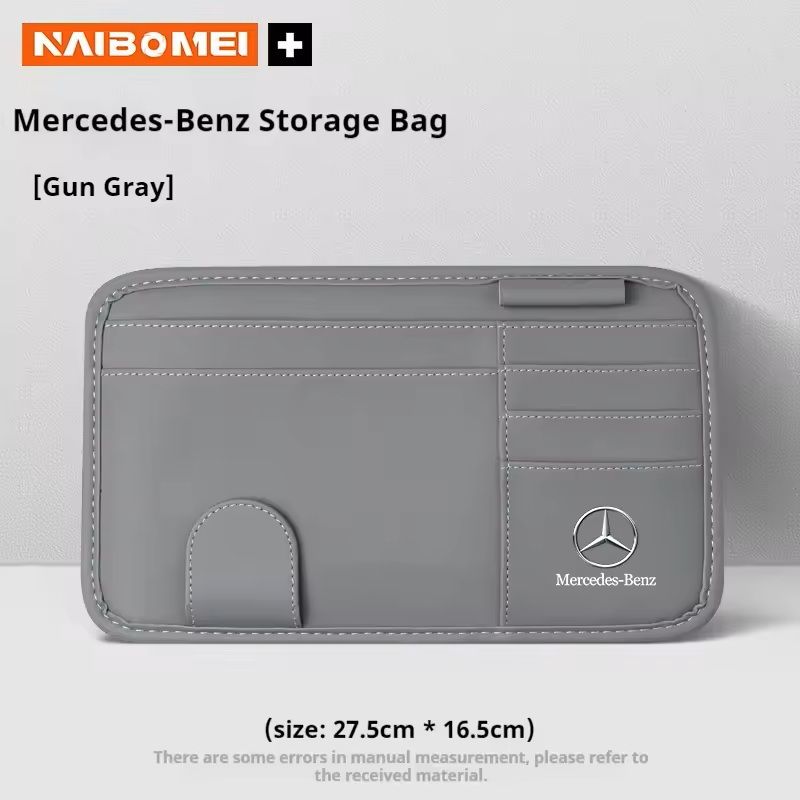 PU Leather Sun Visor Organizer With Glasses Clip  Card Storage  Fits MercedesBenz AMGACEGLKGLCVito 1