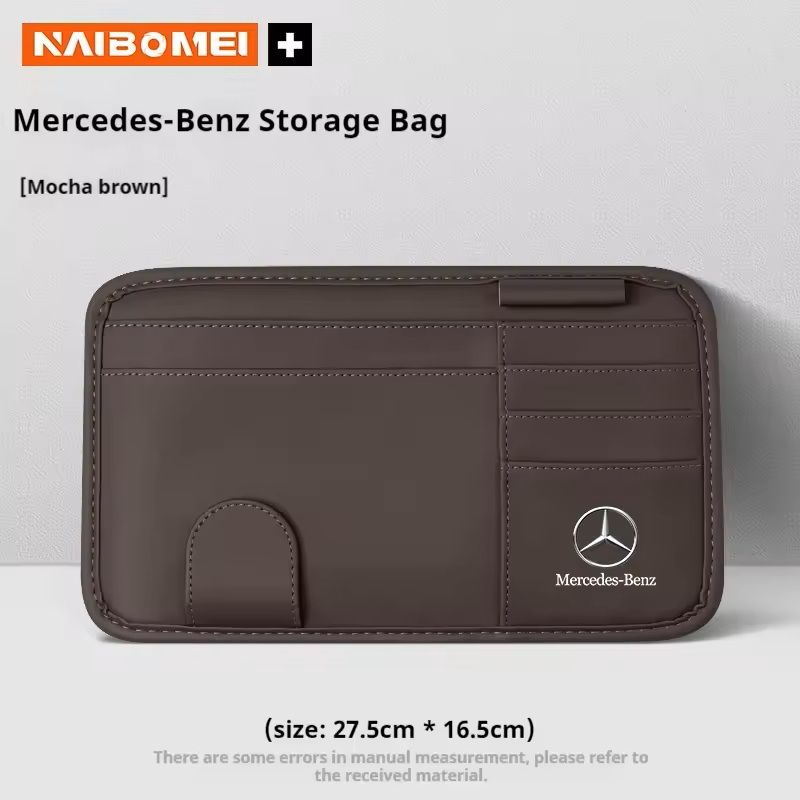 PU Leather Sun Visor Organizer With Glasses Clip  Card Storage  Fits MercedesBenz AMGACEGLKGLCVito 7