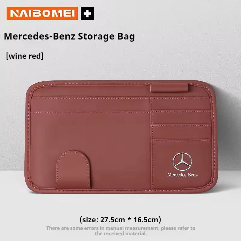 PU Leather Sun Visor Organizer With Glasses Clip  Card Storage  Fits MercedesBenz AMGACEGLKGLCVito 9