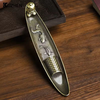 BoatStyle Incense Holder Old Man Fishing JapaneseInspired Aromatherapy Burner 1