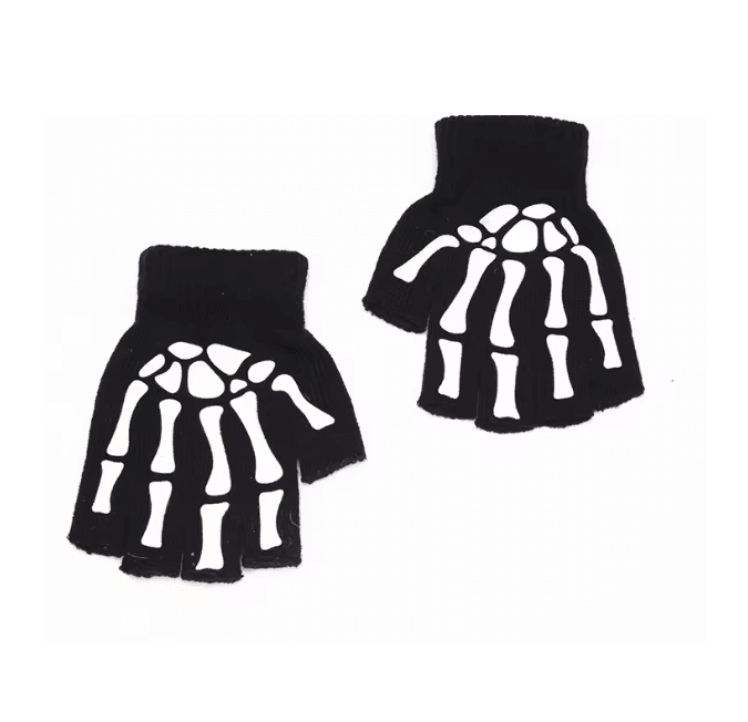 Glowbone Skull Fingerless Gloves 2
