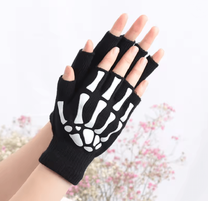 Glowbone Skull Fingerless Gloves 4