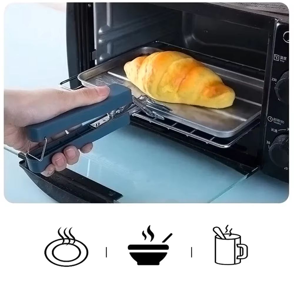 Tongs Kitchen Steamer And BBQ Clip  AntiSlip Pot Clamp For Microwave Oven And Tray Use 4