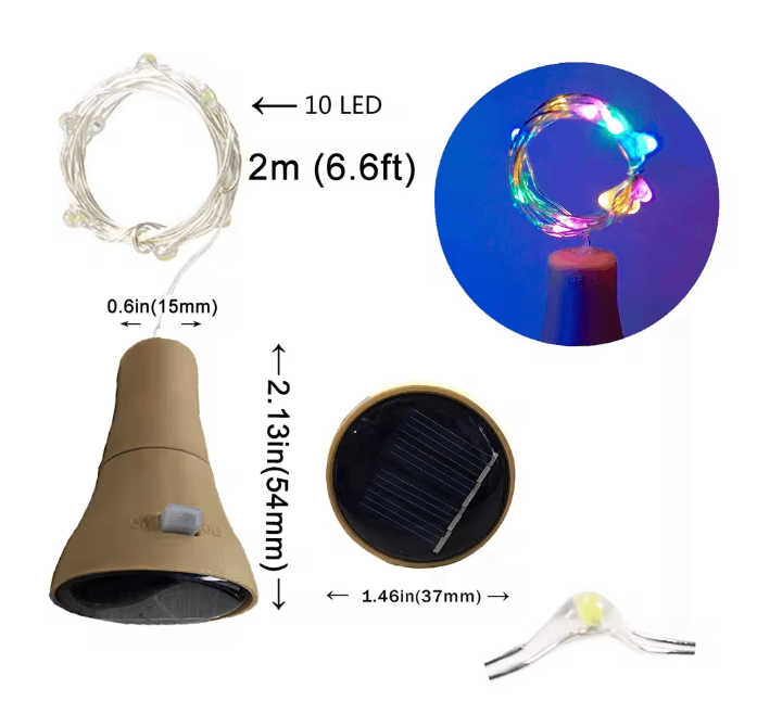 SolarGlow Bottle Stopper Light String 6
