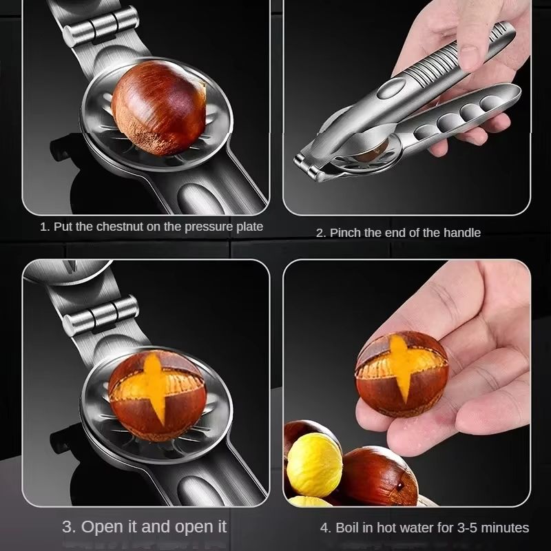 2 In 1 Stainless Steel Chestnut Opener And Nutcracker  Quick Shelling Kitchen Tool 4