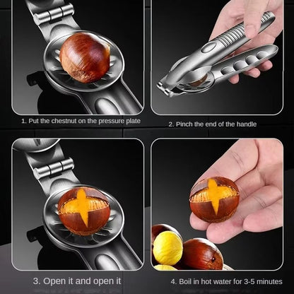 2 In 1 Stainless Steel Chestnut Opener And Nutcracker  Quick Shelling Kitchen Tool 4