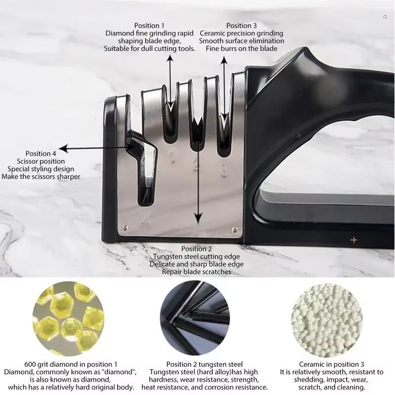 4 Stage Kitchen Knife Sharpener With Non Slip Base  Portable Multifunctional Sharpening Tool 2