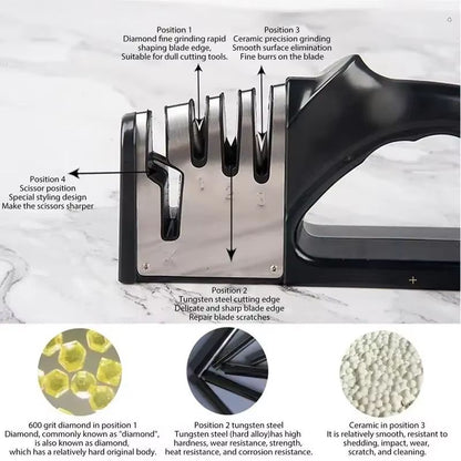 4 Stage Kitchen Knife Sharpener With Non Slip Base  Portable Multifunctional Sharpening Tool 2
