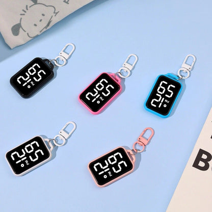 LED Keychain Digital Watch Mini Pocket Timepiece for Students and Backpacks