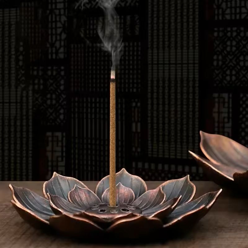 Alloy LotusStyle Incense Burner Plate  Premium Stick Holder  Buddhist Censer 6