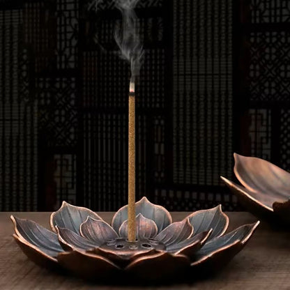 Alloy LotusStyle Incense Burner Plate  Premium Stick Holder  Buddhist Censer 7