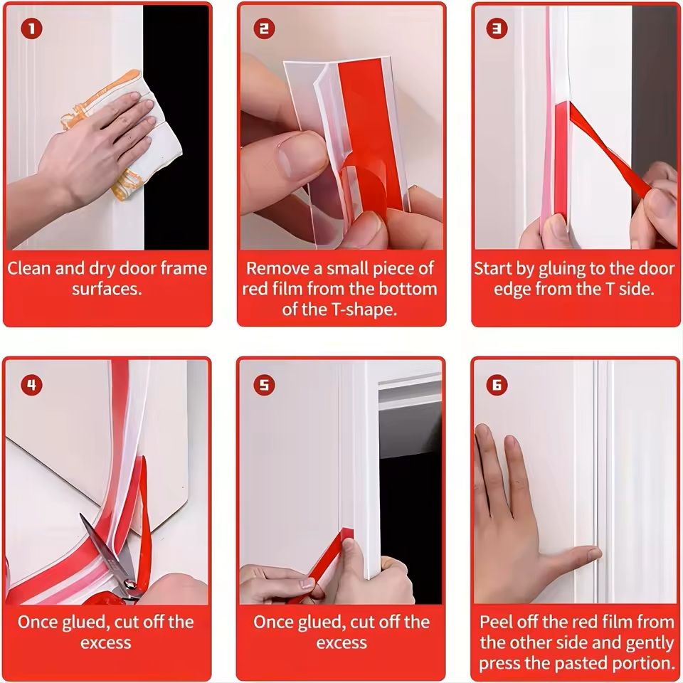 TShaped Transparent Silicone Windproof Seal Strip  Door  Glass Gap Weatherproofing 3